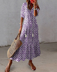 Cassia™ | Women Boho Tummy Coverage Maxi Dress - Purple