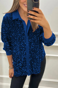 CIARA™ - Shimmer Sequin Shirt - Blue
