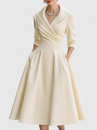 Yan | Elegant Midi Dress - Beige