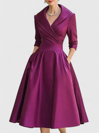 Yan | Elegant Midi Dress - Purple
