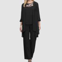 Iva™ Elegant Three-Piece Set | Coordinated Top, Jacket and Trousers - Black