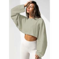 SKYE™ | Women Casual Cropped Pullover Sweatshirt - Light Green