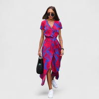 Zinavell | Elegant Midi Dress - Pink-Blue