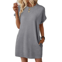 EVASHA™ – Casual Minimalist Round Neck Summer Dress - Gray