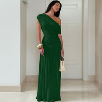 Talia™ | Elegant One Shoulder Evening Maxi Dress - Green