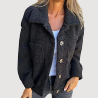 HAILEY – COSY TEDDY JACKET - Black