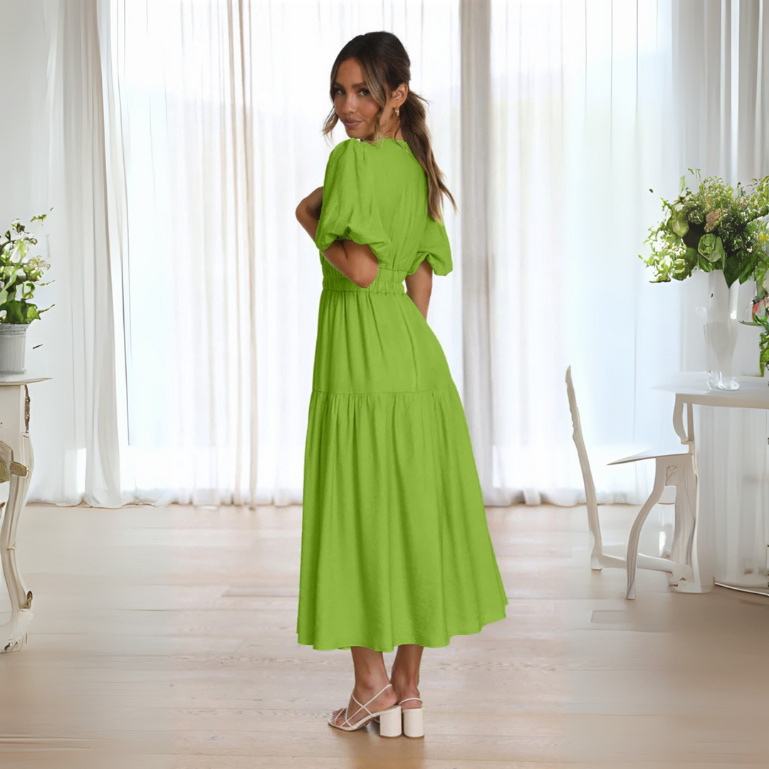 Namu™ | Classy V-Neck Long Sleeve A-Line Maxi Dress