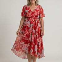Amara | Elegant Flowing Summer Dress - Red