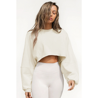 SKYE™ | Women Casual Cropped Pullover Sweatshirt - Apricot