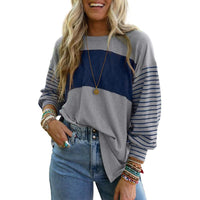 PERPETUA™ - Casual Long-Sleeve Oversized Crew Neck Top - Blue