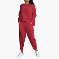 LuxeLounge | Women Cozy Knit Set - Red