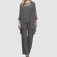 Iva™ Elegant Three-Piece Set | Coordinated Top, Jacket and Trousers - Grey