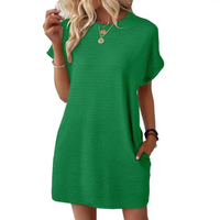 EVASHA™ – Casual Minimalist Round Neck Summer Dress - Green
