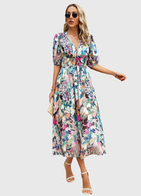 Merlin™ | Flattering Floral Midi Dress - Floral