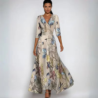 Jocelyn™ | Sophisticated Women Floral Dress - Warm Gold