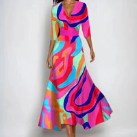 Emily | V-Neck Floral Tie-Waist Dress - Colourful