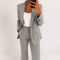 Melynda™ Stylish Two-Part Suit Set | Coordinated Top and Trousers - Grey