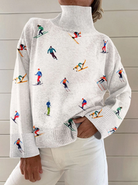 June | Vintage yarn ski pattern winter sweater - Multicolour