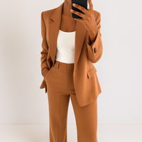Melynda™ Stylish Two-Part Suit Set | Coordinated Top and Trousers - Brown