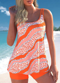 Paige™ | Vibrant Floral Tankini Set - Orange Animal Print