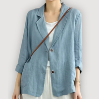 MAREN – LINEN BLAZER - Blue