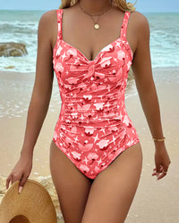 Clara™ | One Piece Printed Tankini - Red
