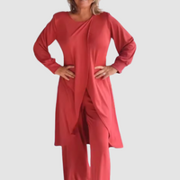 Laine™ Elegant 2-Piece Set | Longline Top and Comfortable Trousers - Red