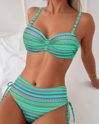 Rose™ | Two-Piece Swimsuit with Striped Print - Green