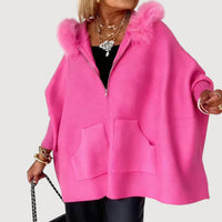 JENNA – HOODED CAPE COAT - Pink
