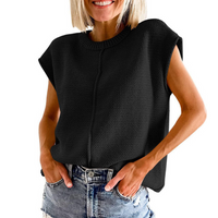 MAISIE™ | Casual Minimalist Crewneck Sleeveless Top - Black