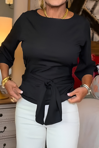 Edith | Stylish Bow Waist Top (1+1 Free – Add 2 to Your Cart to Receive Your Free Item) - Black