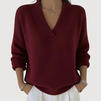 MERLIE – RELAXED V-NECK - Red