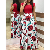 Evalise™ | Elegant Floral Bodycon Maxi Dress - Red & White