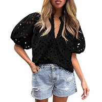 MAYUMI™ – Elegant Chic Puff Sleeve Long Sleeve Top - Black