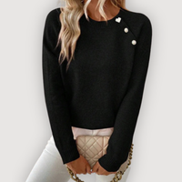 JONELLE – CHIC BUTTON JUMPER - Black