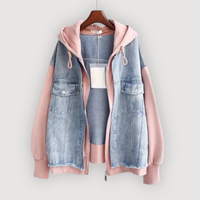 CELYN – CASUAL DENIM HOODIE - Pink