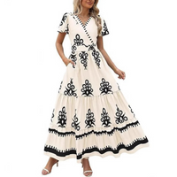 Hellenore™| Women Casual Chic Floral Maxi Dress - Off-White