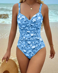 Clara™ | One Piece Printed Tankini - Blue