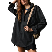 NISHA™ - Chic V-Neck Loose Fit Long-sleeve Top - Black