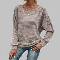 PERLITA™ - Casual Round Neck Long-Sleeve Top - Gray