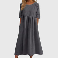 Haisley™ | Elegant Short-Sleeved Dress - Grey