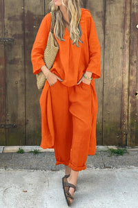 Carolyn™ Chic and Comfortable Set | Coordinated Top and Relaxed-Fit Bottoms - Orange