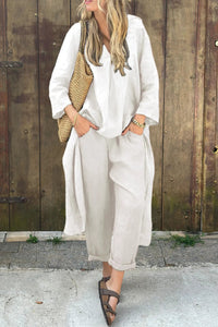 Carolyn™ Chic and Comfortable Set | Coordinated Top and Relaxed-Fit Bottoms - White