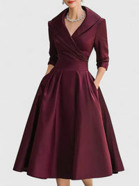 Yan | Elegant Midi Dress - Burgundy