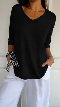 LAUREN™ | Women Casual V-Neck Top - Black
