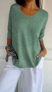 LAUREN™ | Women Casual V-Neck Top - Grass Green