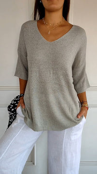 LAUREN™ | Women Casual V-Neck Top - Grey