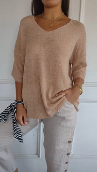 LAUREN™ | Women Casual V-Neck Top - Apricot