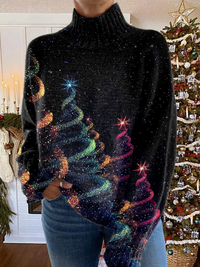 Jeanette | Glitter Christmas tree print sweater - Multicolour