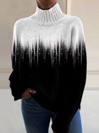 Isobel | Romantic flash ray print turtleneck sweater - Multicolour